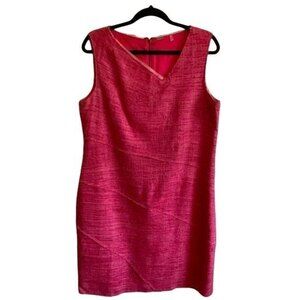 Elie Tahari Tweed Sleeveless V-Neck Sheath Dress Size 14